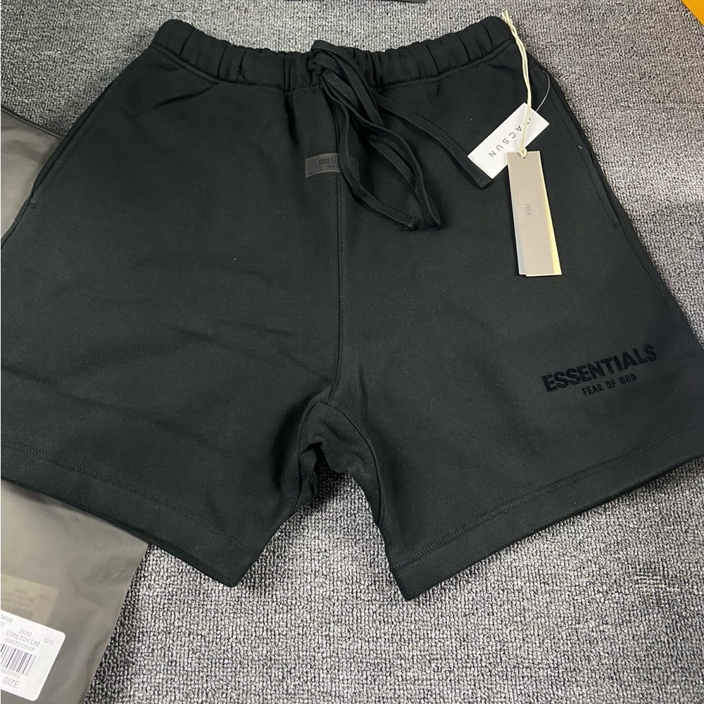 Essentials Black Athletic Shorts with Elastic Waistband